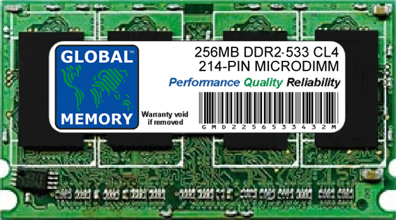 256MB DDR2 533MHz PC2-4200 214-PIN MICRODIMM MEMORY RAM FOR LAPTOPS/NOTEBOOKS